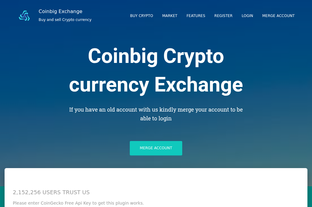 Screenshot of coinbig.exchange