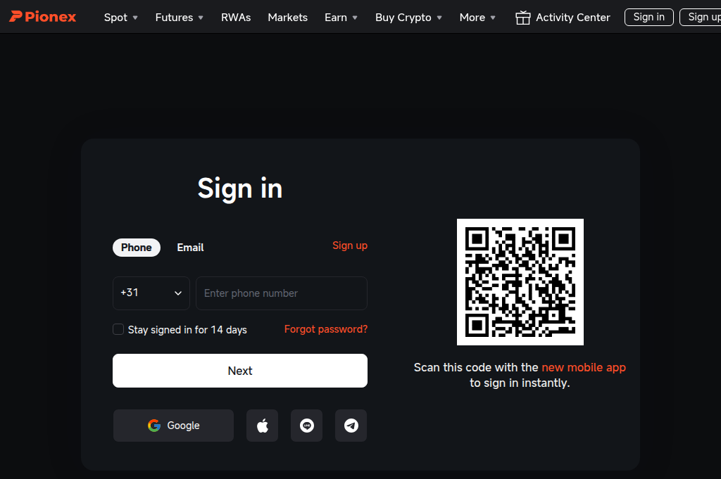 Screenshot of pionex-user.at