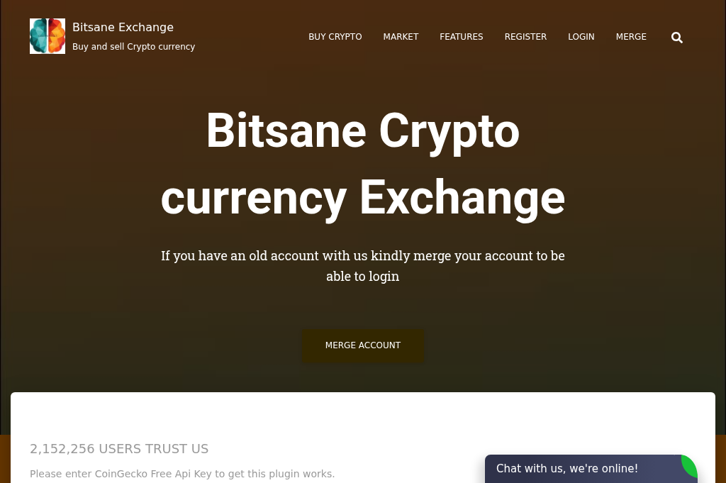 Screenshot of bitsane.exchange