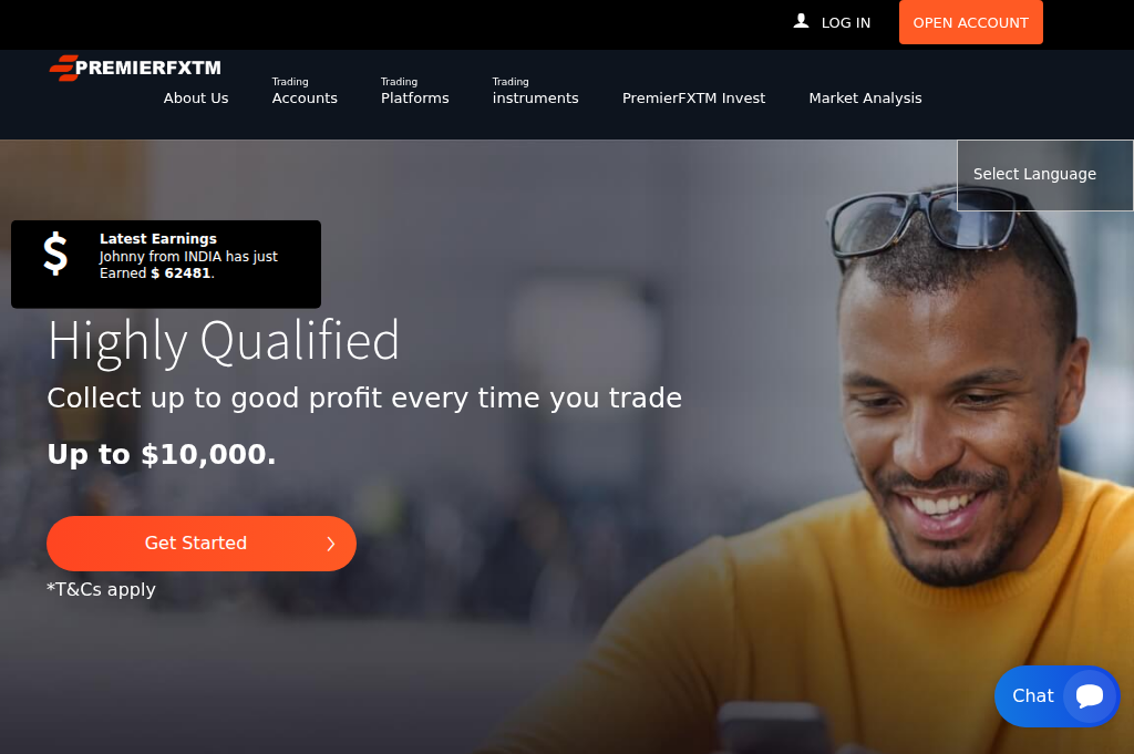 Screenshot of premierfxtm.com