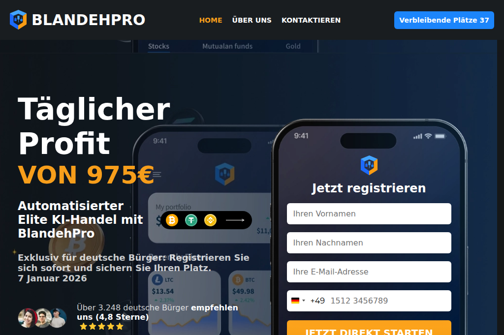 Screenshot of blandehpro-invest.com