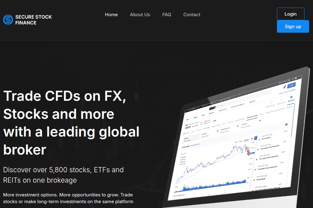 Screenshot of securestockfinance.com