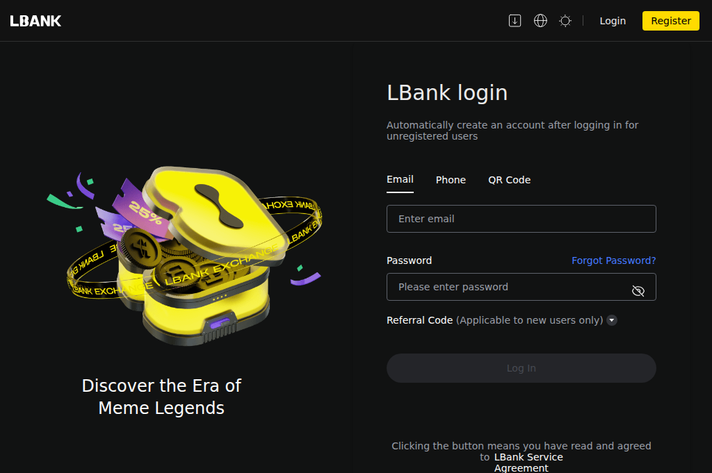 Screenshot of lbank-korea.at