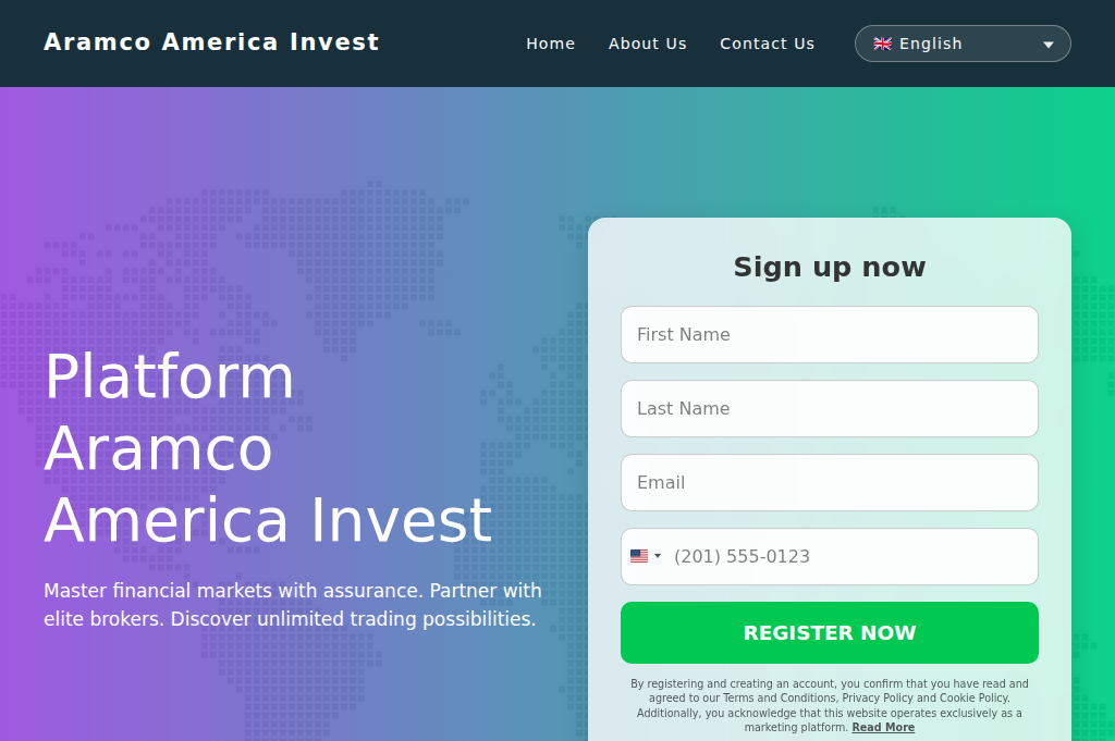 Screenshot of aramcoamericainvest.com