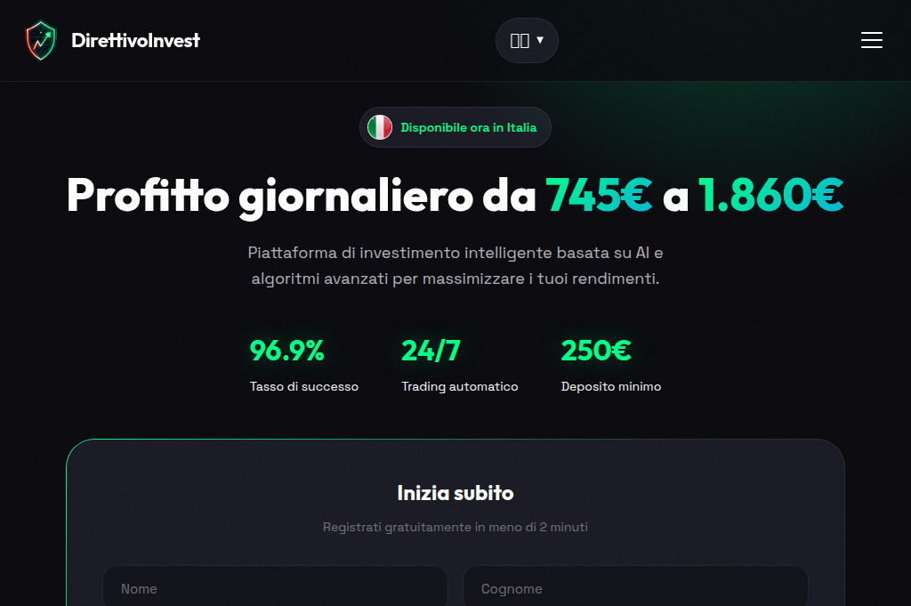 Screenshot of direttivoinvest.com