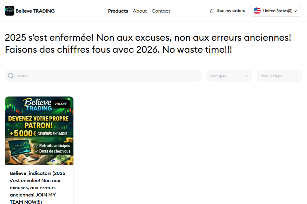 Screenshot of believeinvestment.shop