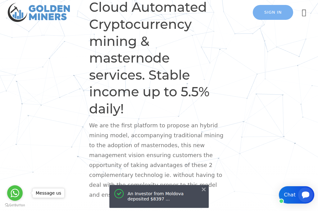Screenshot of goldenminersapl.com