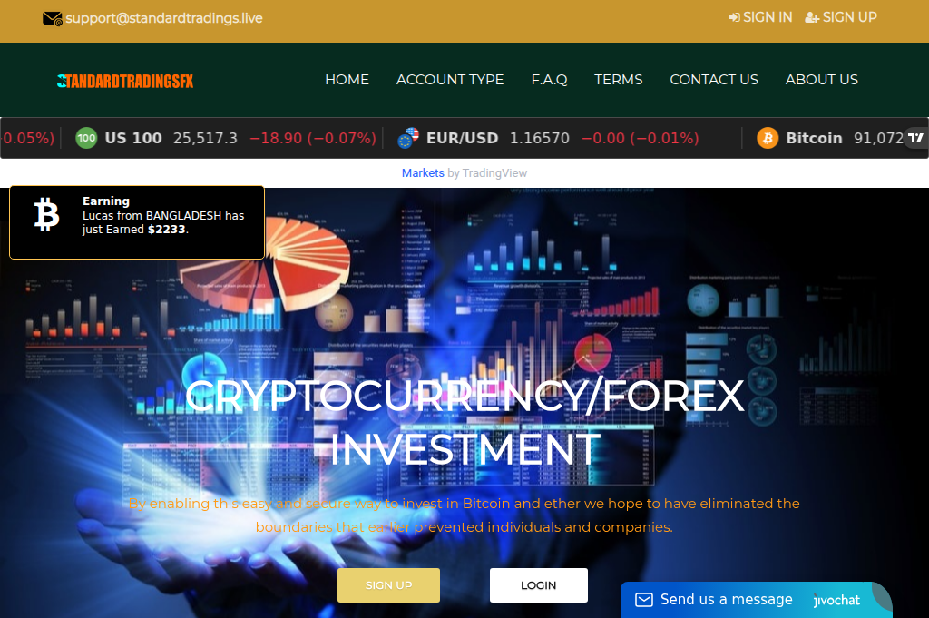 Screenshot of standardtradings.live