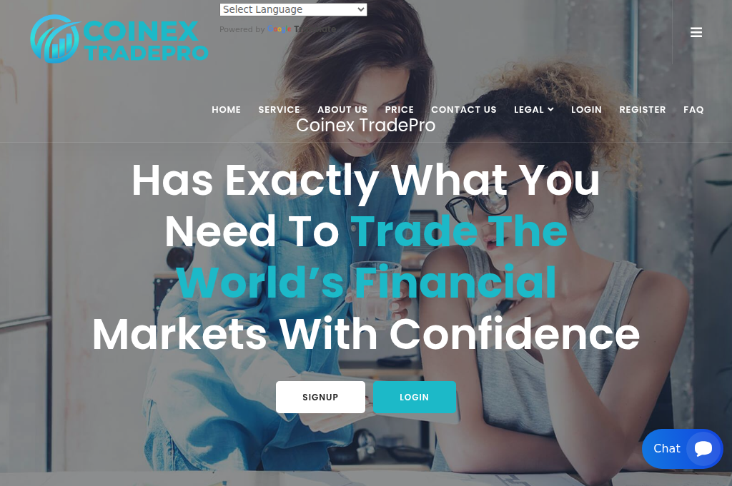 Screenshot of coinextradepro.com