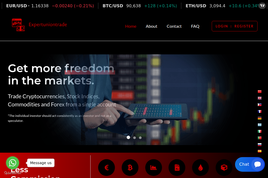 Screenshot of expertuniontrade.com