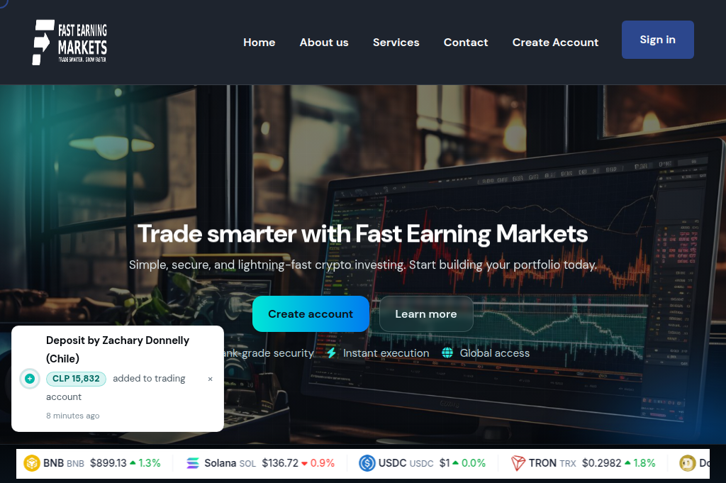 Screenshot of fastearningmarkets.com