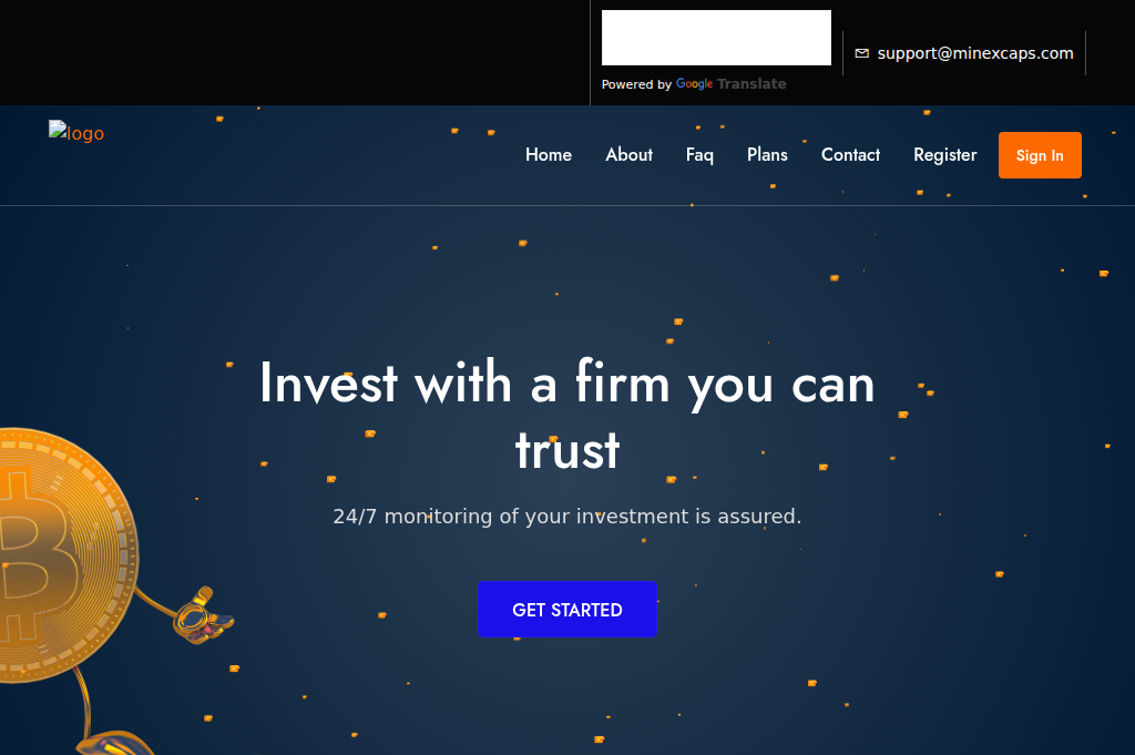 Screenshot of minexcaps.com