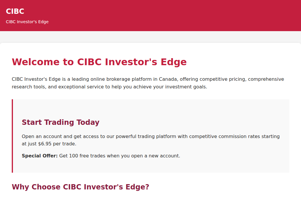 Screenshot of cibcinvestoredge.com