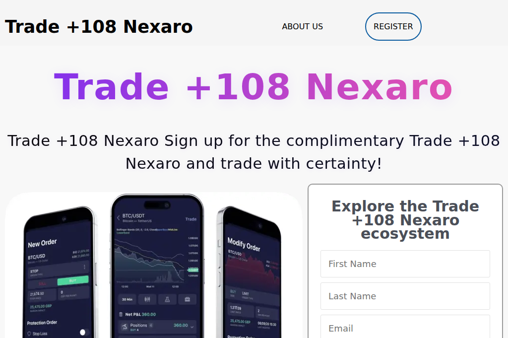 Screenshot of tradenexaro108.com