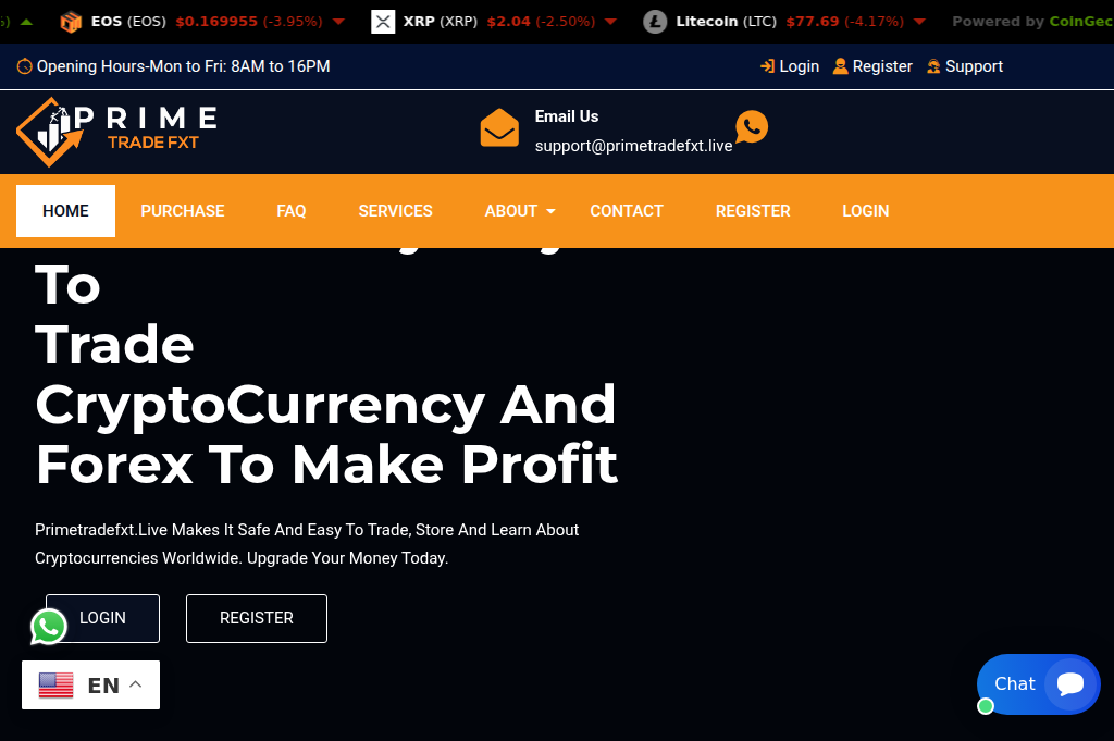 Screenshot of primetradefxt.live