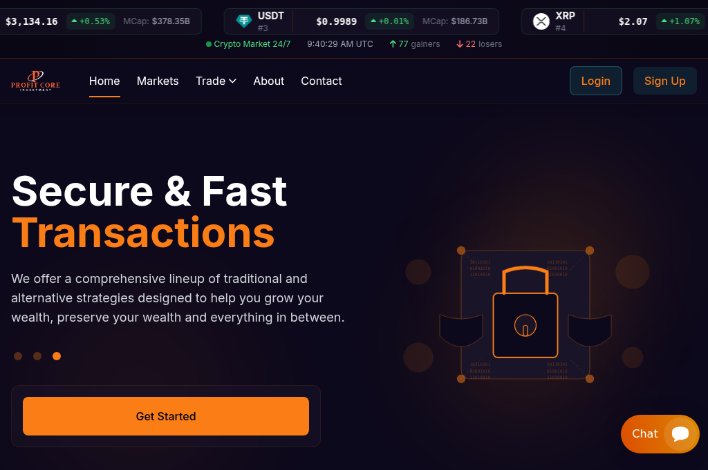 Screenshot of profitcoreinvestment.com