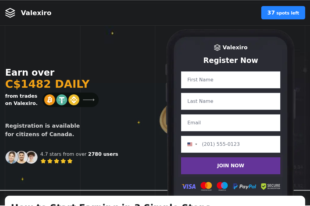 Screenshot of valexiro.com