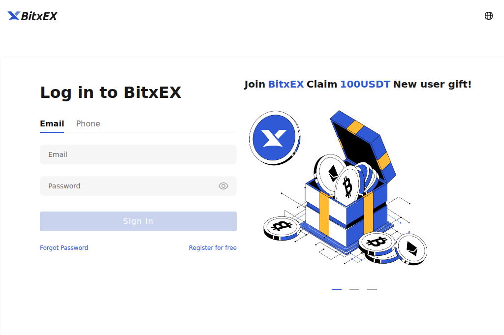 Screenshot of bitxex-login.at