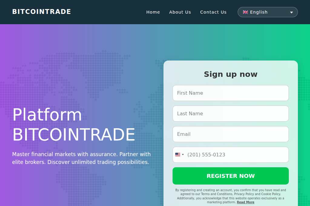 Screenshot of bitcointrade-app.com