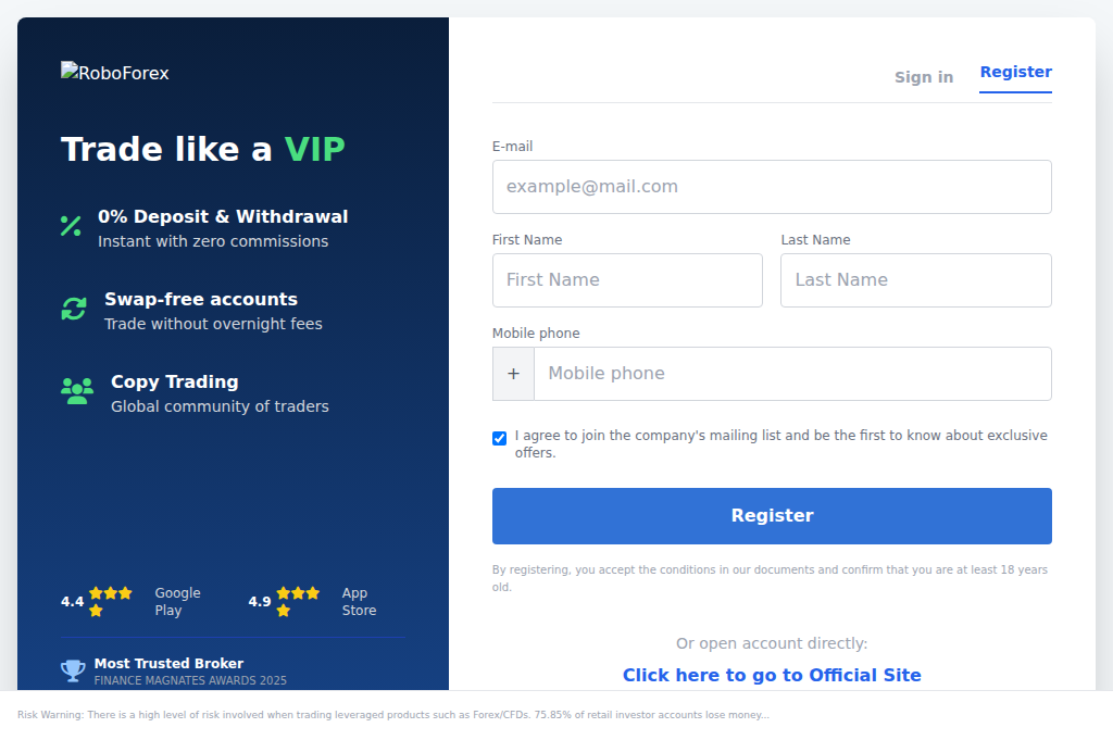 Screenshot of roboforex.cloud