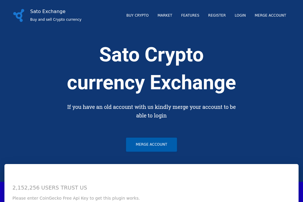 Screenshot of sato-exchange.io
