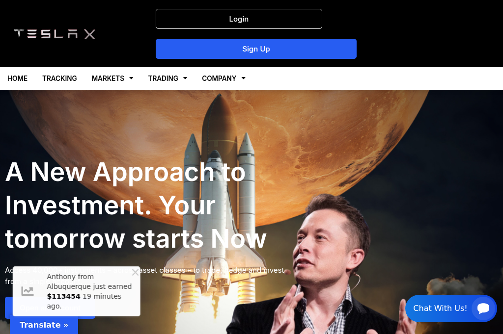 Screenshot of teslaxgroup.com