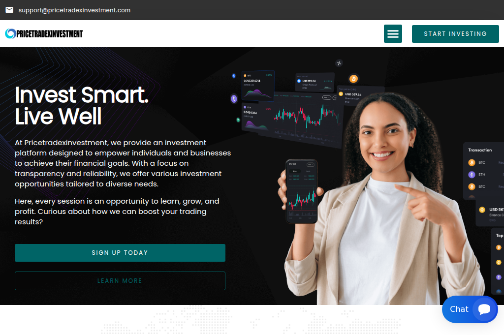 Screenshot of pricetradexinvestment.com