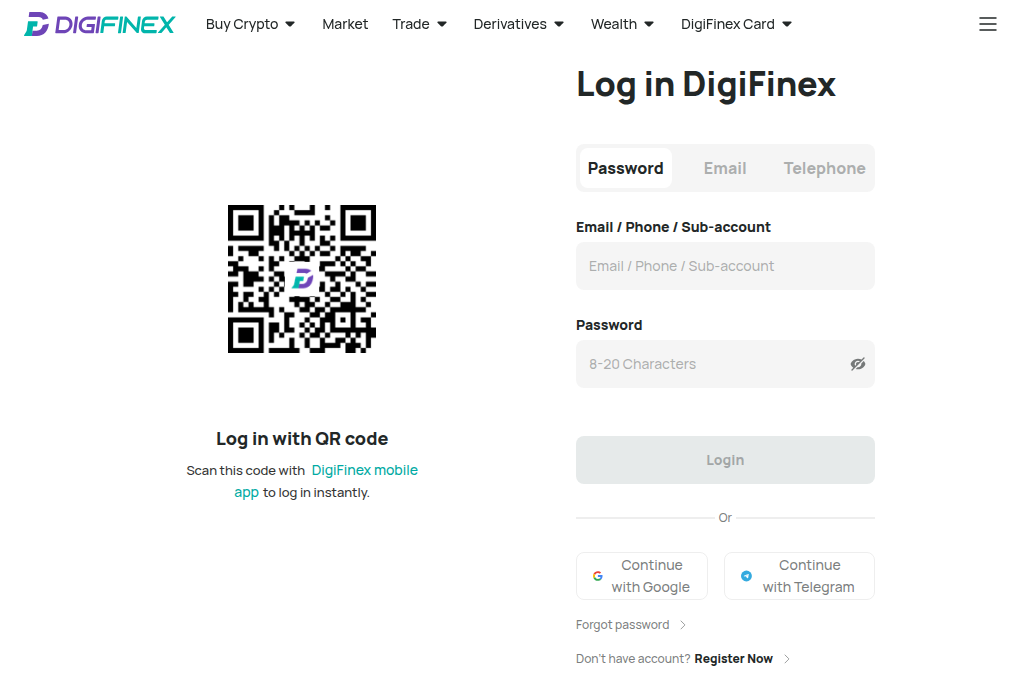 Screenshot of digifinex-login.at