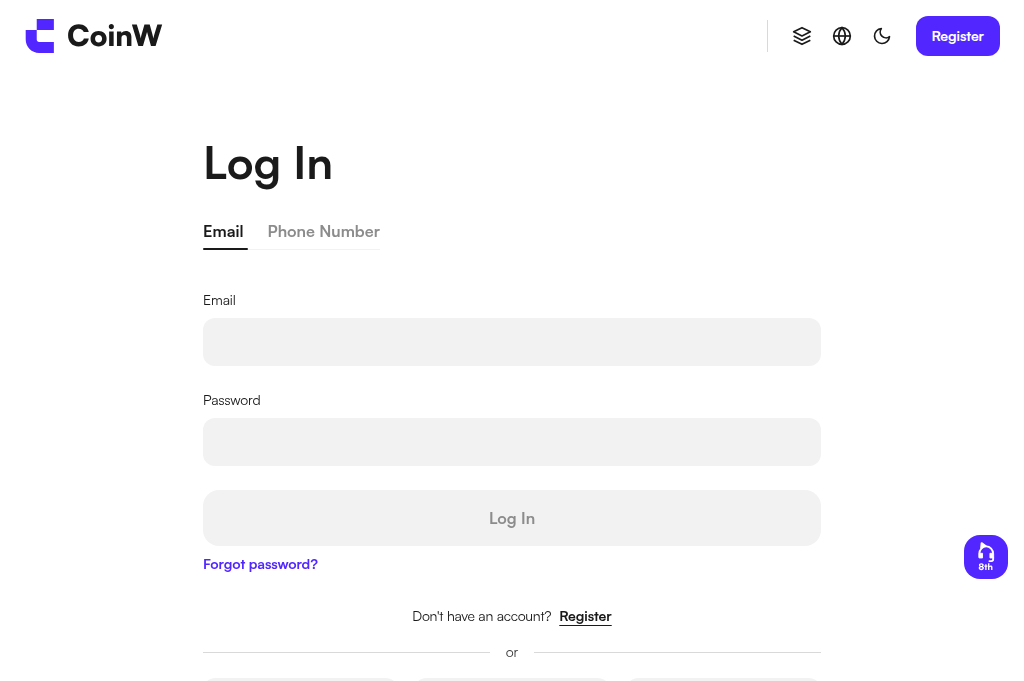 Screenshot of coinw-login.at