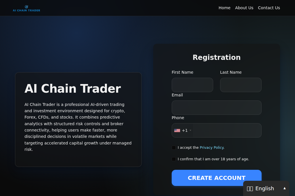 Screenshot of aichaintrader.net