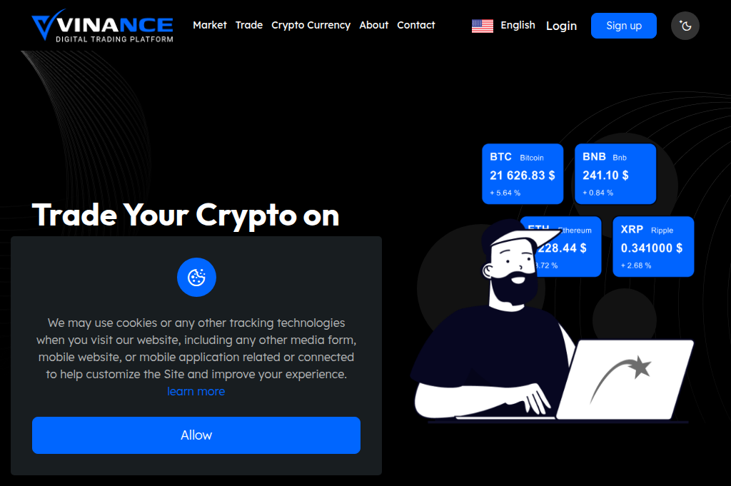 Screenshot of vinance-trade.site