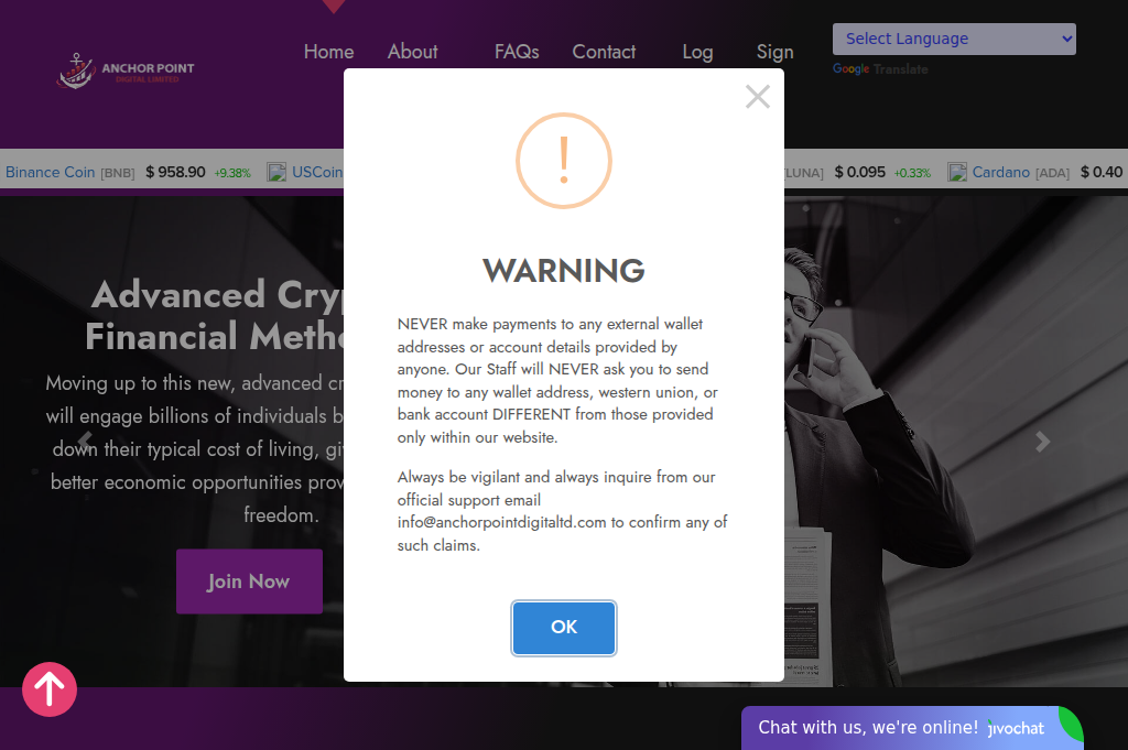 Screenshot of anchorpointdigitaltd.com