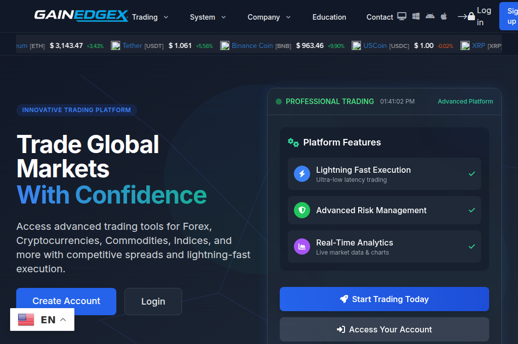 Screenshot of gainedgex.com