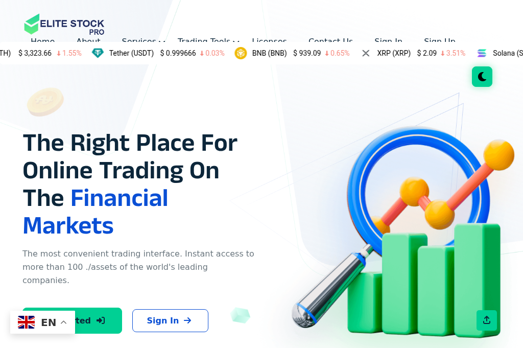 Screenshot of elitestockpro.net