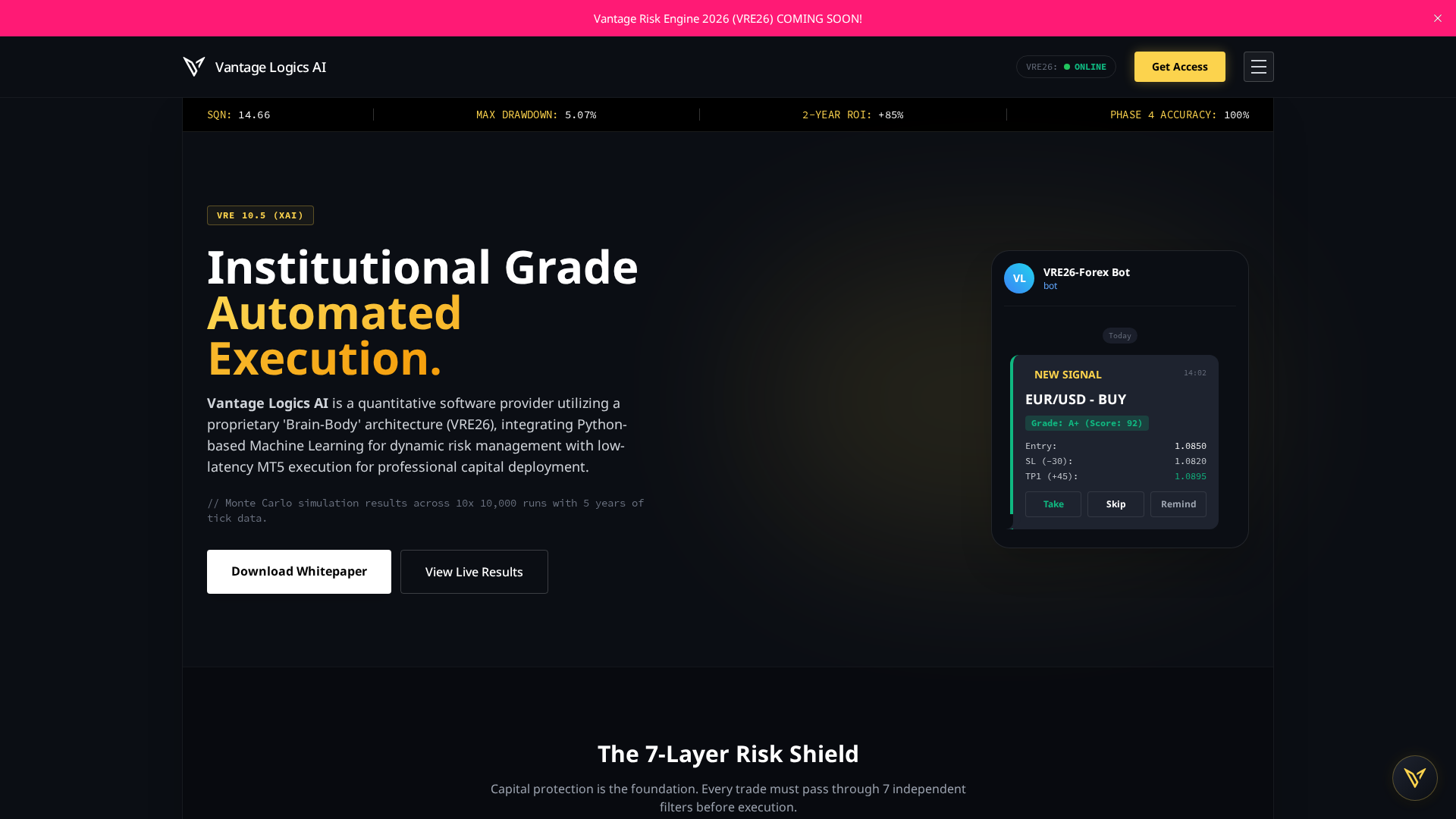 Screenshot of vantagelogics.ai