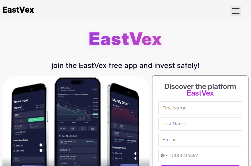 Screenshot of eastvexapp.com