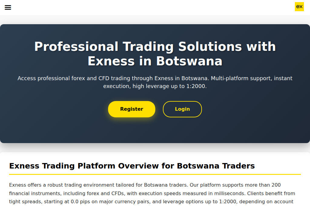 Screenshot of exinvest-botswana.com