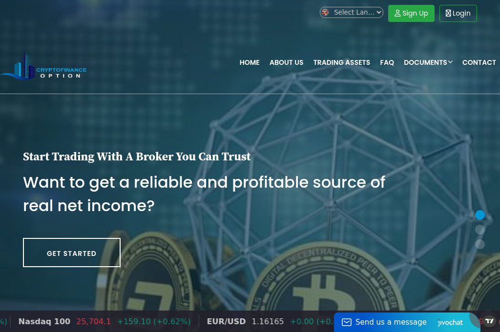 Screenshot of cryptofinanceoption.com