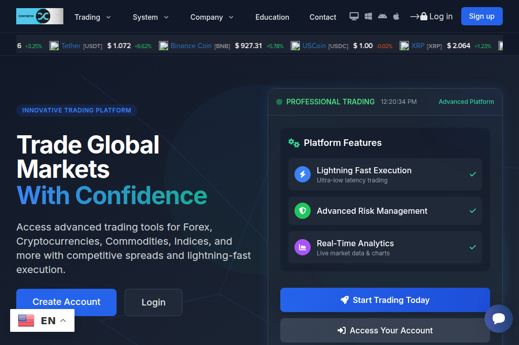 Screenshot of synthetixmarkets.com