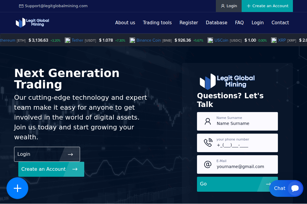 Screenshot of legitglobalmining.com