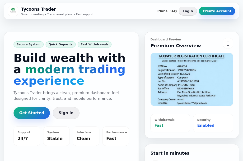 Screenshot of tycoons-trader.com