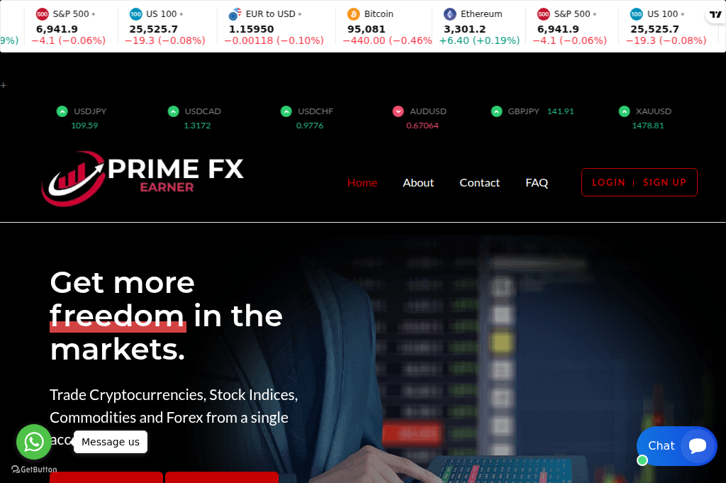 Screenshot of primefxearners.pro
