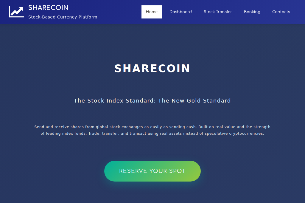 Screenshot of stockindexcoin.com
