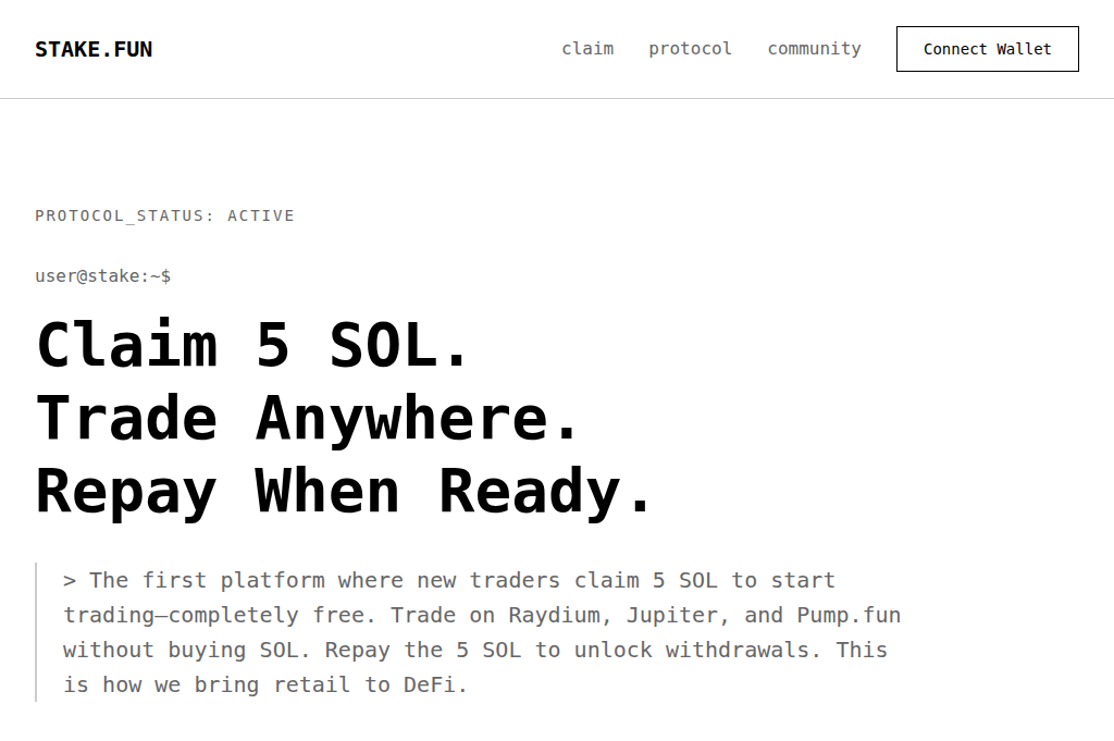 Screenshot of staketrade.fun