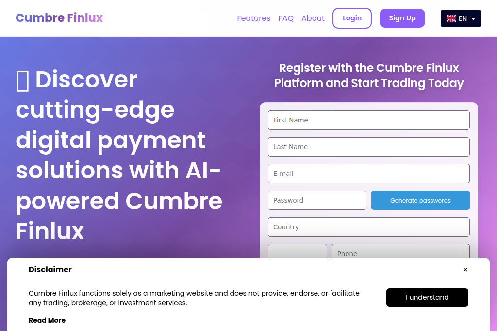 Screenshot of cumbrefinluxpro.com