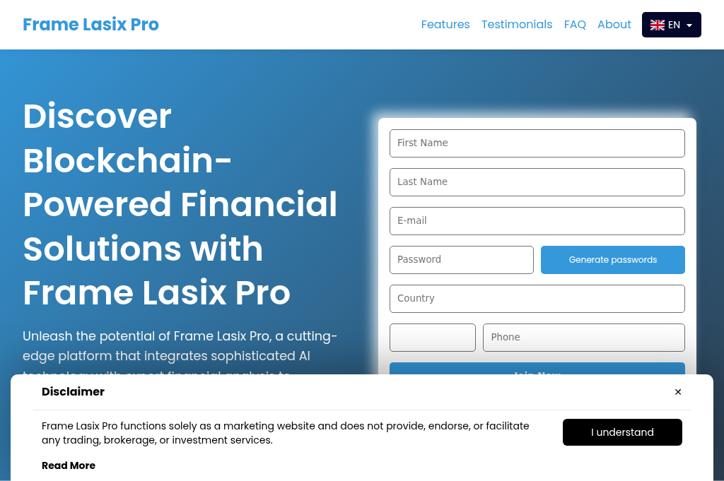 Screenshot of framelasix-pro.com