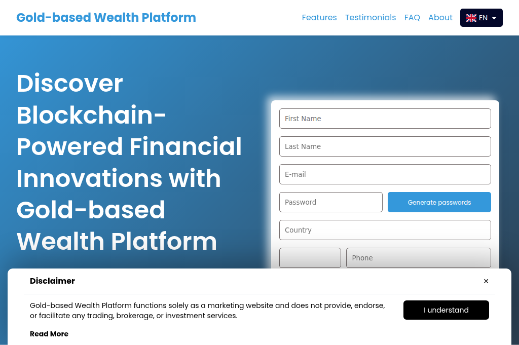 Screenshot of gold-basedwealth.com