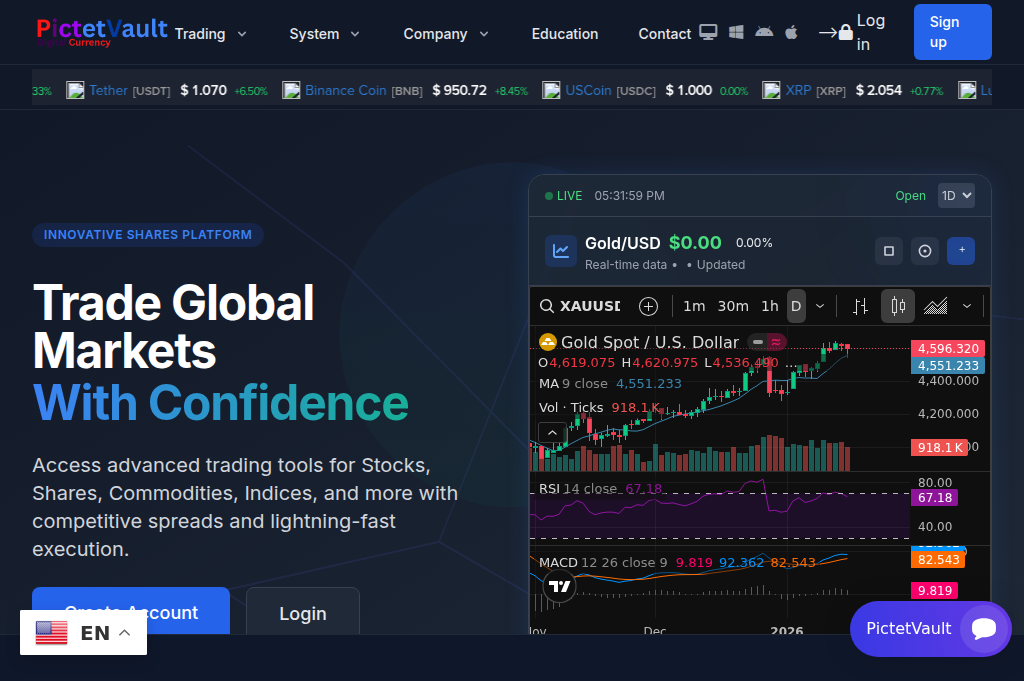 Screenshot of pictetvault.com