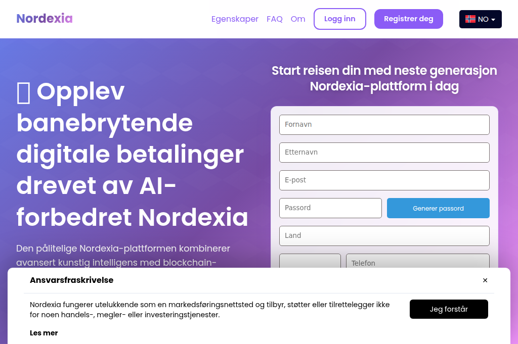 Screenshot of nordexiasoftware.com
