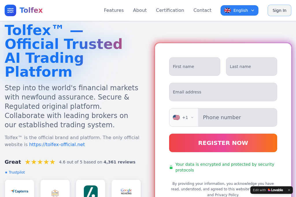Screenshot of tolfex-official.net